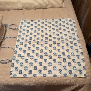 Two Blue and White Floral Pillow Covers